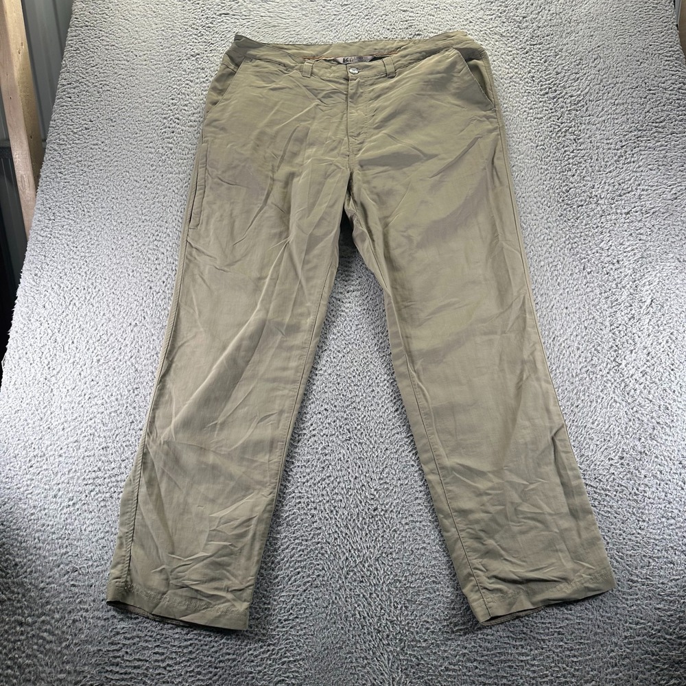 REI Pant Mens 38x32 Brown Nylon Windbreaker Straight Leg Baggy Hiking Gorpcore